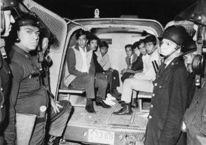 (Original Caption) 10/3/1968-Mexico City, Mexico- Police have captured a van full of students after sealing off and searching all buildings on Tlatelolco Plaza.